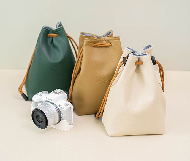 Adjustable Strap Drawstring Lenses Bag Waterproof Vintage Style DSLR Camera Storage Bag for Canon/Nikon/Sony Cameras