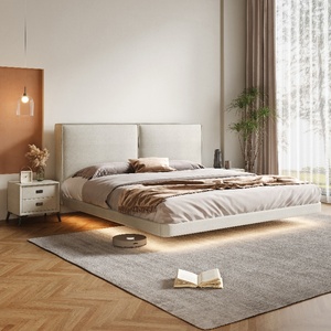 Lit double de luxe léger en cuir à suspension Yisi <span class=keywords><strong>Netflix</strong></span> Lit simple en bois massif Lits en cuir rembourrés - Product Image 2