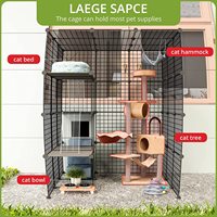 Enclos pour chat de balcon avec plateformes, cages pour chat, niches DIY, cage, grand espace d'exercice, idéal pour les animaux de compagnie
