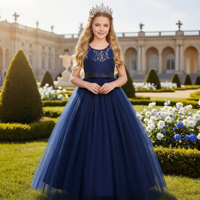 Style coréen dentelle fille robe de mariée maille colorée grande fille robes pour 12Y moelleux enfant anniversaire soirée robe de soirée