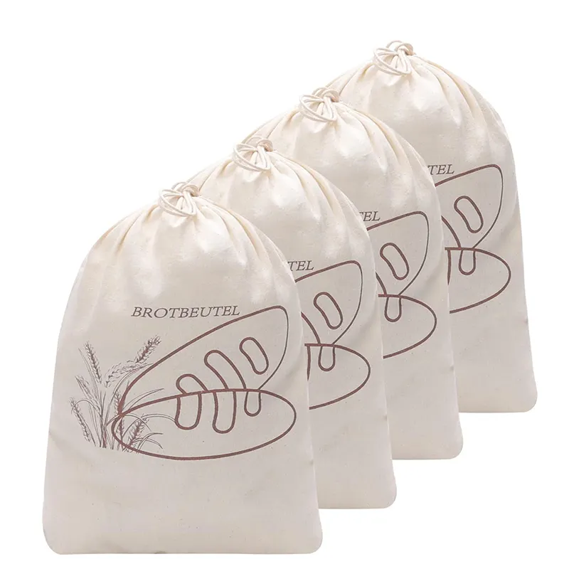 Eenvoudige En Hoge Kwaliteit Custom Design Promotionele Tassen Natuurlijke Stof Eco-Vriendelijke Katoenen Linnen Tas Met Trekkoord