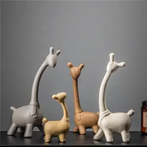 estética minimalista da arte do vintage Suppliers-Estátua de artesanato em giraffes, estatuetas de decoração de cerâmica para interior e casa, acessórios decorativos