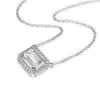 Collier Pendentif en Platine Pt950 avec Diamant de Laboratoire, Forme Coussin, Motif Galaxie Géométrique, Luxe et Tendance, Bijou Fin Réglable