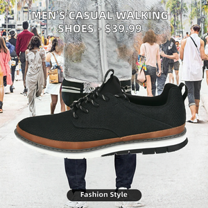 Zapatos casuales para hombre, con cordones, punta redonda, de punto, ligeros, cómodos para el día a día. - Product Image 2