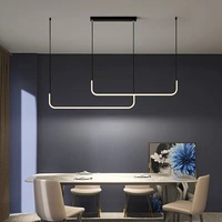 Lustre de restaurant en alliage de zinc, simple, long, pour salle à manger, style nordique moderne minimaliste, doré, LED, pour table de salle à manger, comptoir de bar