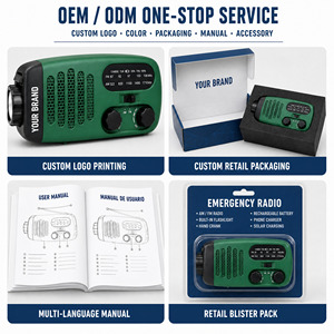 <span class=keywords><strong>Radio</strong></span> d'urgence à manivelle AM/FM solaire avec alerte météo NOAA, lampe torche LED, batterie externe 1200 mAh, SOS pour kit de survie en cas d'ouragan - Product Image 3