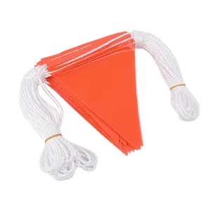 Grosir konstruksi jalan segitiga vinil oranye tali bendera bendera pengaman