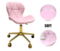 Tabouret de bar pivotant moderne en velours rose, réglable, confortable, de luxe, en métal doré, style nordique, pour salle à manger, petit-déjeuner, salon, hôtel