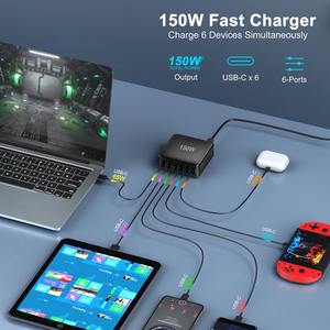 Multiple PD3.0 USB C Station de charge 150W 6 ports Multi Port Chargeur rapide <span class=keywords><strong>Power</strong></span> <span class=keywords><strong>Delivery</strong></span> <span class=keywords><strong>PPS</strong></span> 100W 65W 45w 30W - Product Image 3