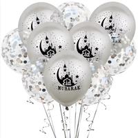 12 pouces Hot Eid Mubarak Ballon Coloré Confettis Ballon 10 Pièces Ensemble Ramadan Étoile Lune Ballon Décoration De Fête Personnalisé