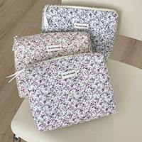 Trousse de maquillage florale pour femme, grande trousse de voyage portable pour pinceaux de maquillage, fermeture éclair, organiseur de cosmétiques multifonctionnel
