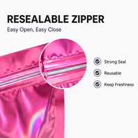 Sac en BOPP auto-adhésif holographique laser pour livraison express de mascara, rouge à lèvres, vêtements, accessoires, cosmétiques