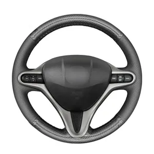 Carbon Fiber Leather Black Steering Wheel Cover for Honda Insight 2010