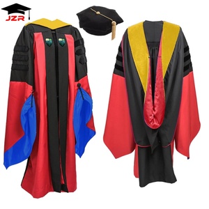 Robe de doctorat universitaire classique Robe de doctorat de luxe Ensemble de robe de doctorat avec capuche et casquette - Product Image 1