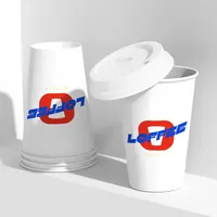 LOKYO-Tazas de papel desechables con tapa, tazas de café con estampado personalizado, color blanco, 6oz, 8oz, 12oz, 16oz