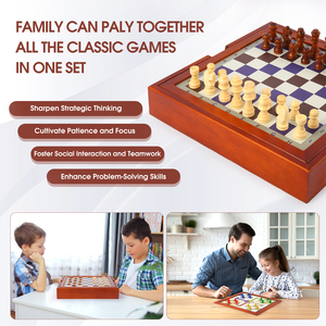 Bộ cờ vua đa năng bằng gỗ 10 trong 1 cho các trò chơi nhiều người chơi - Product Image 5