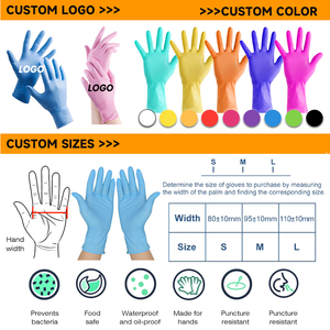 Multi-Colored Disposable Nitrile General Purpose Safety <strong>Gloves</strong> Anti-slip Elastic Cuff Stretchy Waterproof Nitrile <strong>Gloves</strong> - Product Image 4