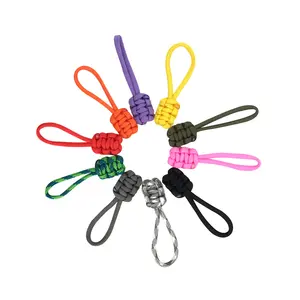 Custom color Nylon Rope Simple Tiny Pullers Backpack Accessories Handmade Paracord Zipper Pull For Bag