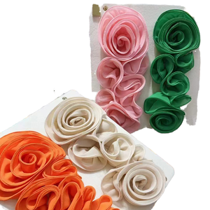 Grand patch de col de fleur de rose 3D en toile appliquée pour décoration de costume de chemisier de robe de bricolage-Style à coudre - Product Image 1