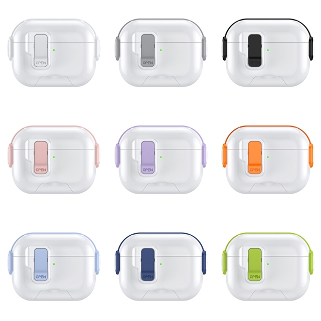 Cute for AirPods Pro 3 Case New Secure Lock Switch TPU PC Shockproof Protective Earphones Cover with Phone Stand for AirPods 4