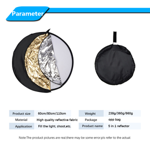 Panneau Réflecteur en Plastique 5-en-1 Extérieur 60cm 110cm Or Argent Pliable pour Éclairage d'Appoint Beauté Compatible Accessoire Photo - Product Image 6