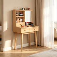 Table de toilette en bois sur mesure avec miroir et tiroirs, table de maquillage de luxe pour chambre à coucher avec miroir éclairé