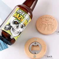 Fabricant, vente en gros, logo personnalisé, ouvre-bouteille de bière en bois 3D vierge, alliage de zinc de haute qualité, respectueux de l'environnement