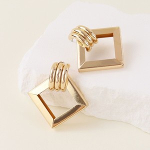 Boucles d'oreilles créoles rectangulaires torsadées géométriques bohèmes pour femmes, nouveauté en gros - Product Image 3