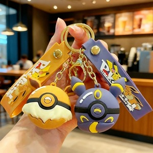 Vente en gros de porte-clés en caoutchouc 3D Anime <span class=keywords><strong>Pokemon</strong></span> Ball PVC, pendentif de dessin animé Pikachu Gengar Charmander Eevee, porte-clés en silicone Pokem - Product Image 2