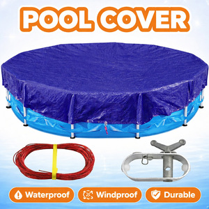 Round PE Pool Cover 65g Blue Black Durable <b>Waterproof</b> <b>Sunscreen</b> Dustproof Outdoor Use - Product Image 4