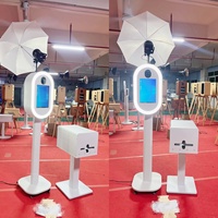 Photomaton intelligent avec boîtier métallique, appareil photo reflex numérique, impression instantanée, capacité de 15 personnes, Wi-Fi, kiosque à selfies compatible iPad