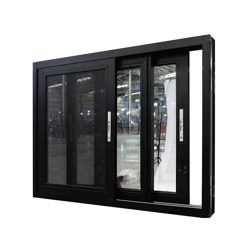 Hihaus manufacturer black double glazed insulated sliding aluminum windows