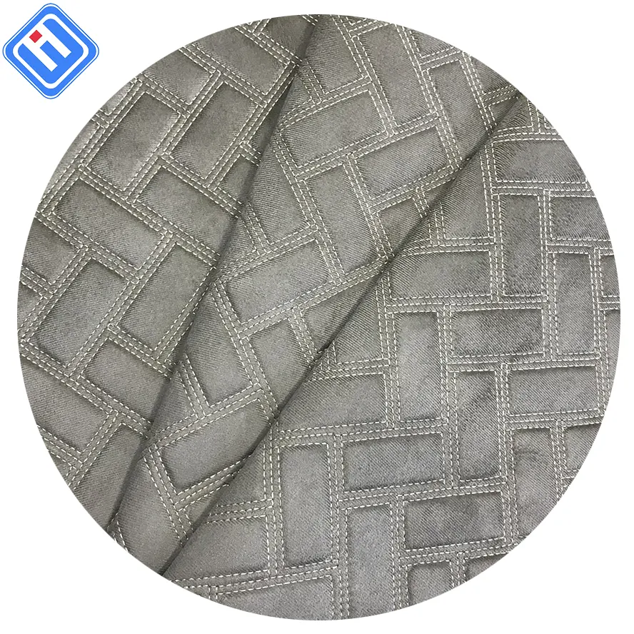 New Arrival Embroidered Diamond Quilted Velvet Suede Upholstery Faux Leather Sponge Fabric For Automotive Car Interior Cover