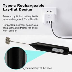 Espumador de Leche Eléctrico USB de 3 Velocidades Ajustables, Batidora de Café y Té Portátil con 3 Cabezales, Batidor de Huevos y Espumador para Uso Doméstico - Product Image 4