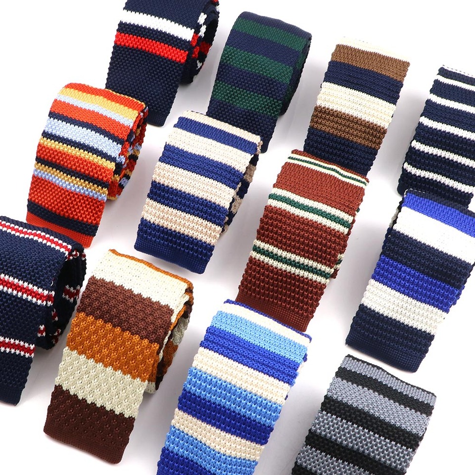 Knit Ties Knitted Striped Tie Men's Fashion Ties Colourful Skinny Narrow Knit Neck Origin Gift For Men Cravat Daily Wear Gifts