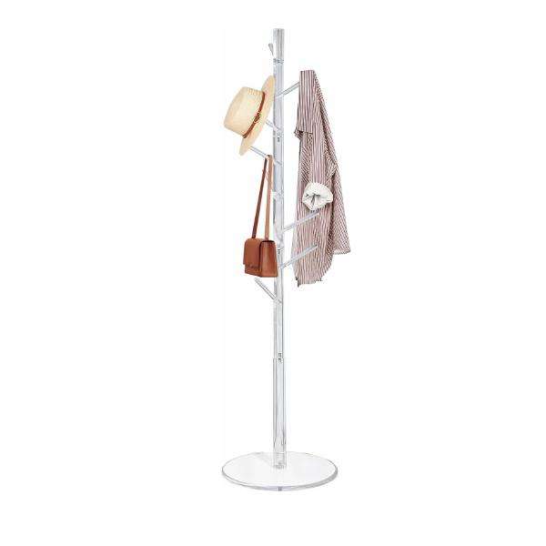 Modern 8-Hook Acrylic Coat Rack Stand Adjustable Height 3-Section