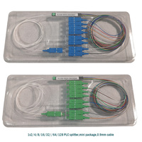 1X2 1X4 1X8 1X16 1X32 1X64 Paket Mini FC/SC/ST/LC Konektor Sm 0.9Mm Kabel Mini Serat Optik PLC Splitter