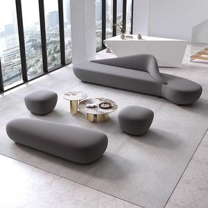 Ensemble <span class=keywords><strong>de</strong></span> canapés <span class=keywords><strong>de</strong></span> luxe minimaliste nordique incurvé, stand VIP pour club, salle d'exposition, salon - Product Image 3