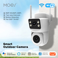 Moes Tuya Smart WiFi Caméra de sécurité extérieure 8MP Double écran 2.4G/5G IP65 Étanche Détection de mouvement Suivi automatique Audio bidirectionnel