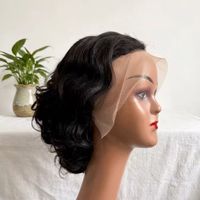 Perruque en cheveux humains coupe pixie sans colle avec frange, entièrement fabriquée à la machine, courte, bouclée crépue, en cheveux Remy péruviens