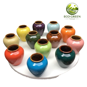 <b>Mini</b> Ceramic <b>Vase</b> Vietnam Ceramics Durable Geometric Shape Decorate Painted Antique Home Decoration - Product Image 3