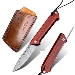 Coltello Tascabile Pieghevole NEWOOTZ <span class=keywords><strong>Higonokami</strong></span> in Damasco con Manico in Palissandro Fatto a Mano e Fodero in Pelle OEM - Product Image 2