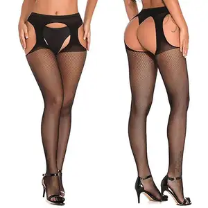 Hot selling Ready To Ship Stocking Women Fishnet Thigh Highs Stockings With Garnet