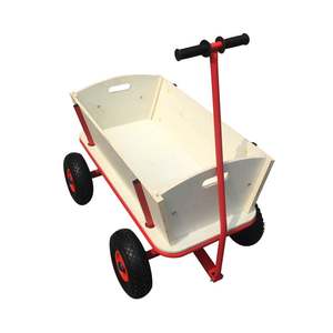 四輪空気入りタイヤ キッズワゴン 密閉型 木製ガーデンカート 木製パネル付き TC1812 - Product Image 3