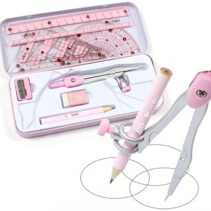 Lot de 8 pièces de fournitures scolaires de géométrie pour étudiants : compas, règle, taille-crayon et gomme - Product Image 4