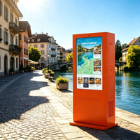 Tótem LCD para Exteriores con Soporte de Piso, Pantalla de Vidrio Templado Antideslumbrante de 49 Pulgadas 2K/4K, Kiosco Digital de Doble Cara para Estación de Autobuses