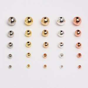 DIY 주얼리용 유광 4mm 14k 18k 골드 변색 방지 황동 스페이서 비즈, 4가지 색상 메탈 구슬 - Product Image 1