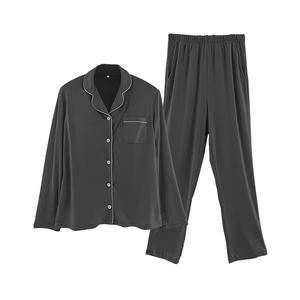 Vente en gros de vêtements de nuit classiques en polyester modal pour femmes, coussinet de soutien-gorge décontracté tricoté respirant à manches longues, deux pièces, vêtements de maison, printemps - Product Image 4