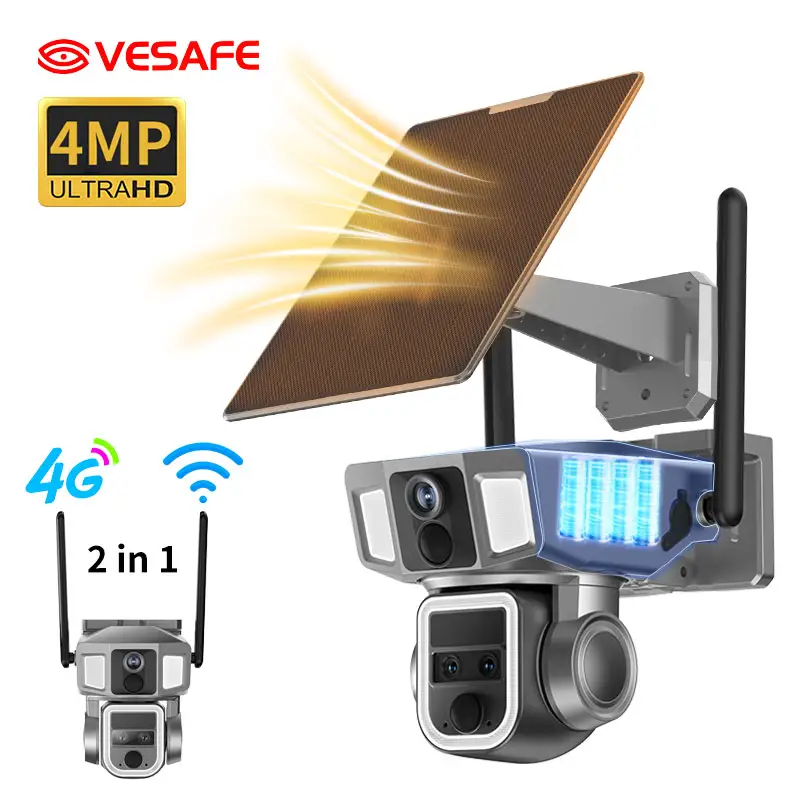 VESAFE 4g Sim kart akıllı Ptz cc gözetim kablosuz güneş ev açık Wifi 4g cctv ağ kamerası sistemi güvenlik kameraları