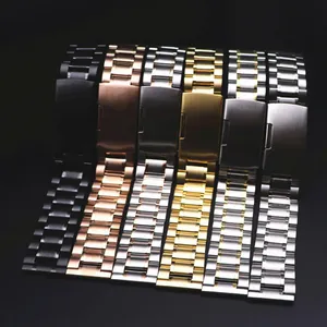 banda de reloj de plata negro Suppliers-Correa de reloj de acero inoxidable curvado para hombre, correa de repuesto de pulsera de metal con logotipo personalizado, 12, 14, 16, 18, 20, 22 y 24mm